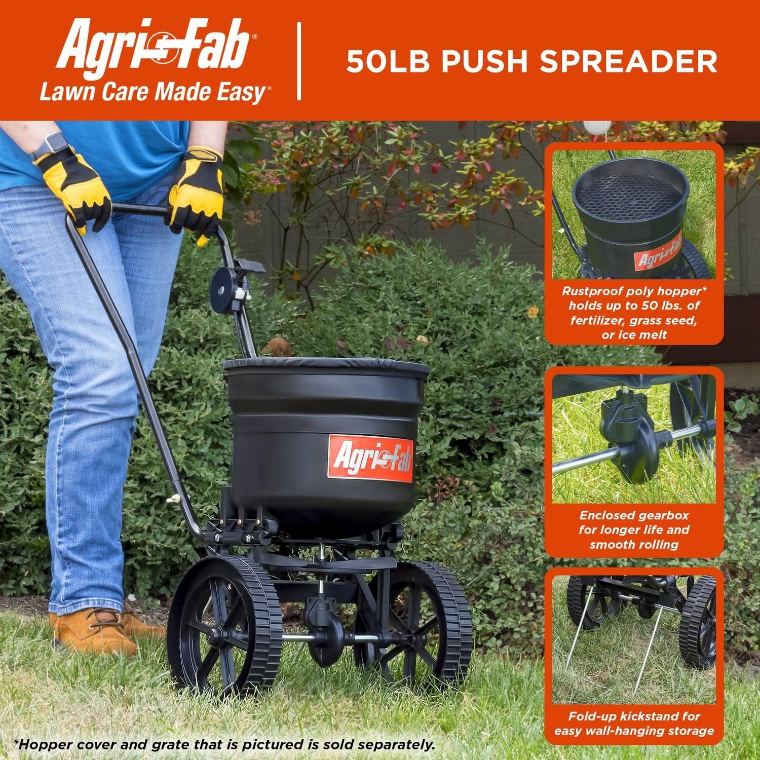 Efficient 50 lb Rust-Proof Broadcast Spreader for a Lush Lawn - Spring Ready!