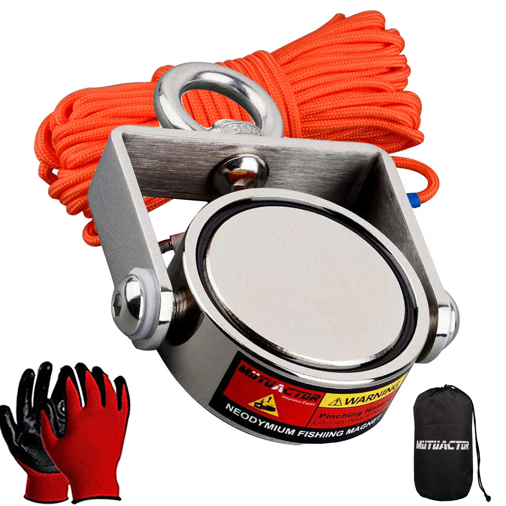 360 Strong Rotate Two Sided 660LBSX2 Fishing Magnet Set Metal Hunting Retrieving