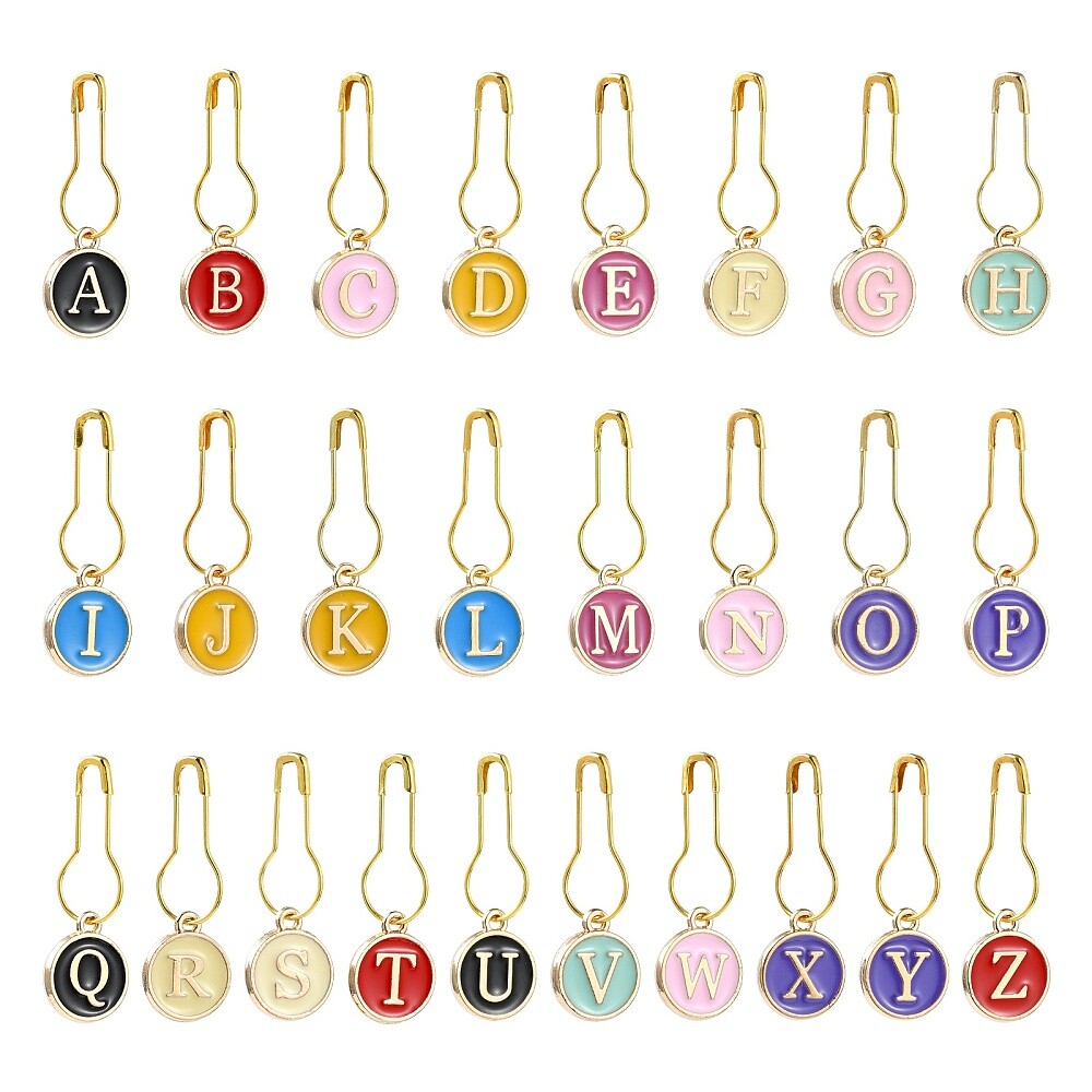 26pcs Letter A to Z Stitch Markers Alloy Enamel Crochet Stitch Marker for DIY