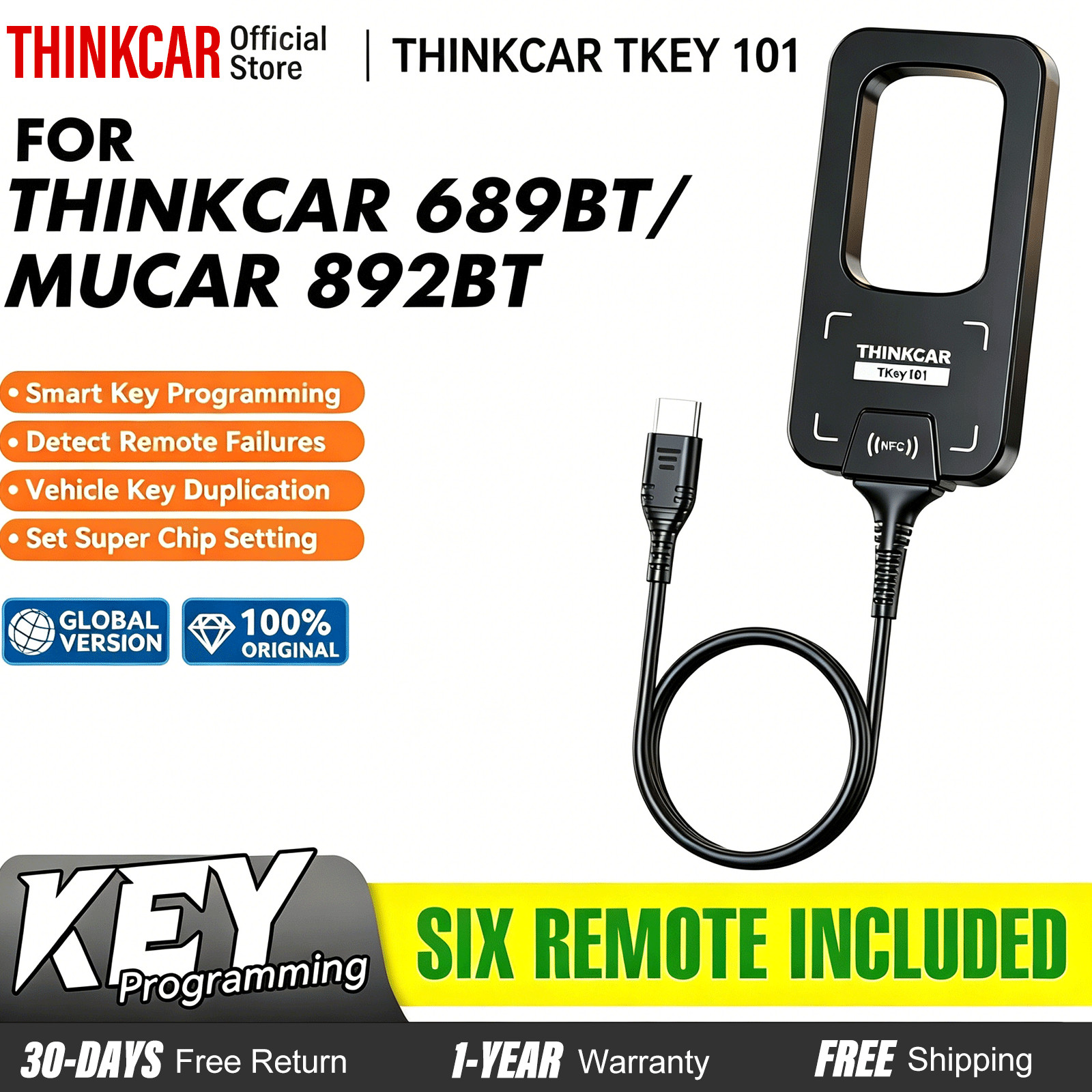 THINKCAR TKEY101 Smart Key Programmer Keyless Remote Chip Maker For MUCAR 892BT