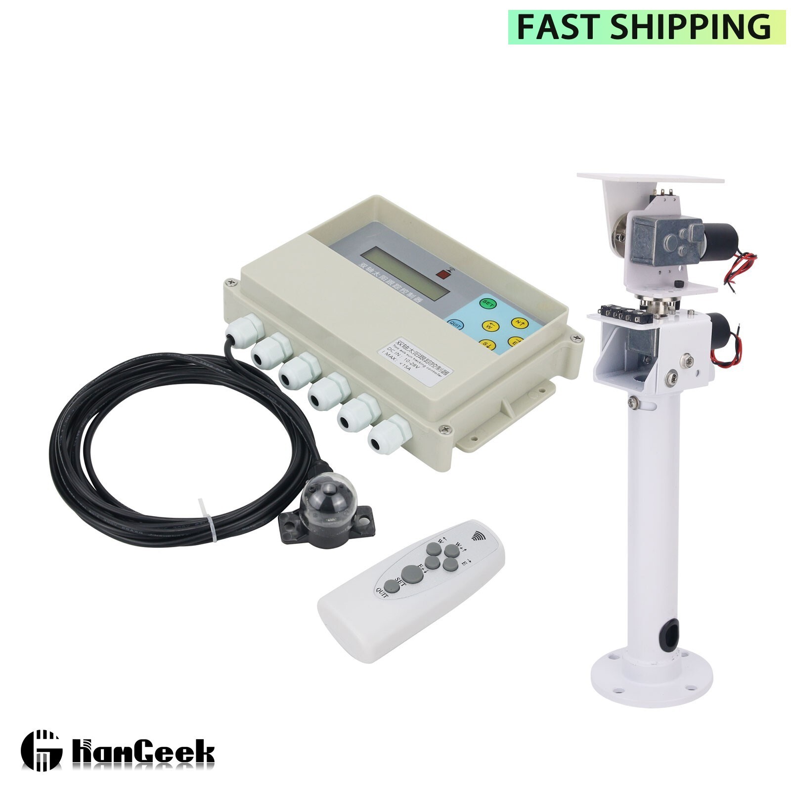 2 Axis Solar Tracker Controller w/ Remote Control + DC 2 Axis Gimbal for