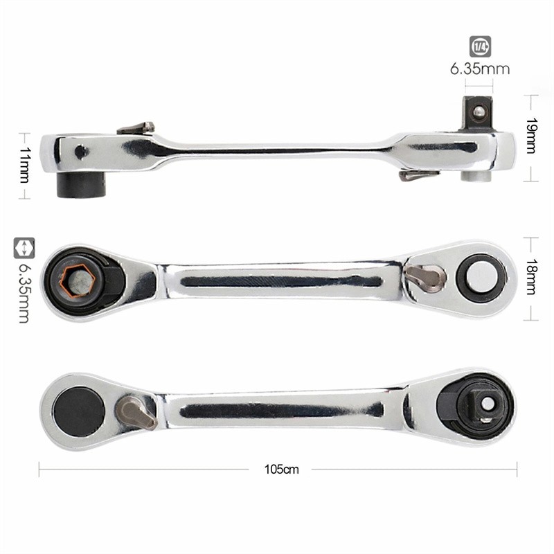 1/4" Mini Double-Ended Quick Socket Ratchet Wrench Rod Screwdriver Bit Tools