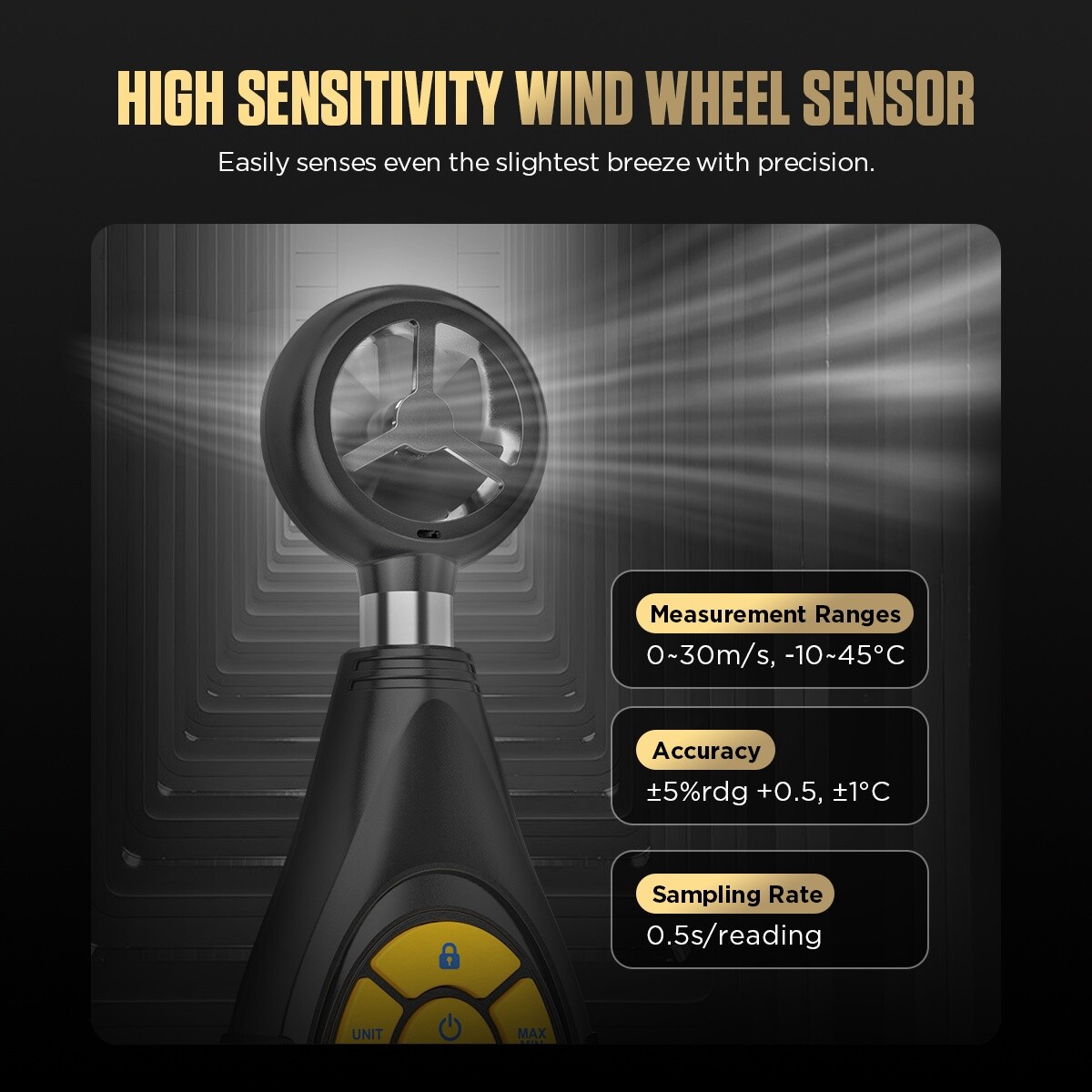 Handheld Digital Wind Speed CFM Meter Anemometer Wind Temperature Wind Chill