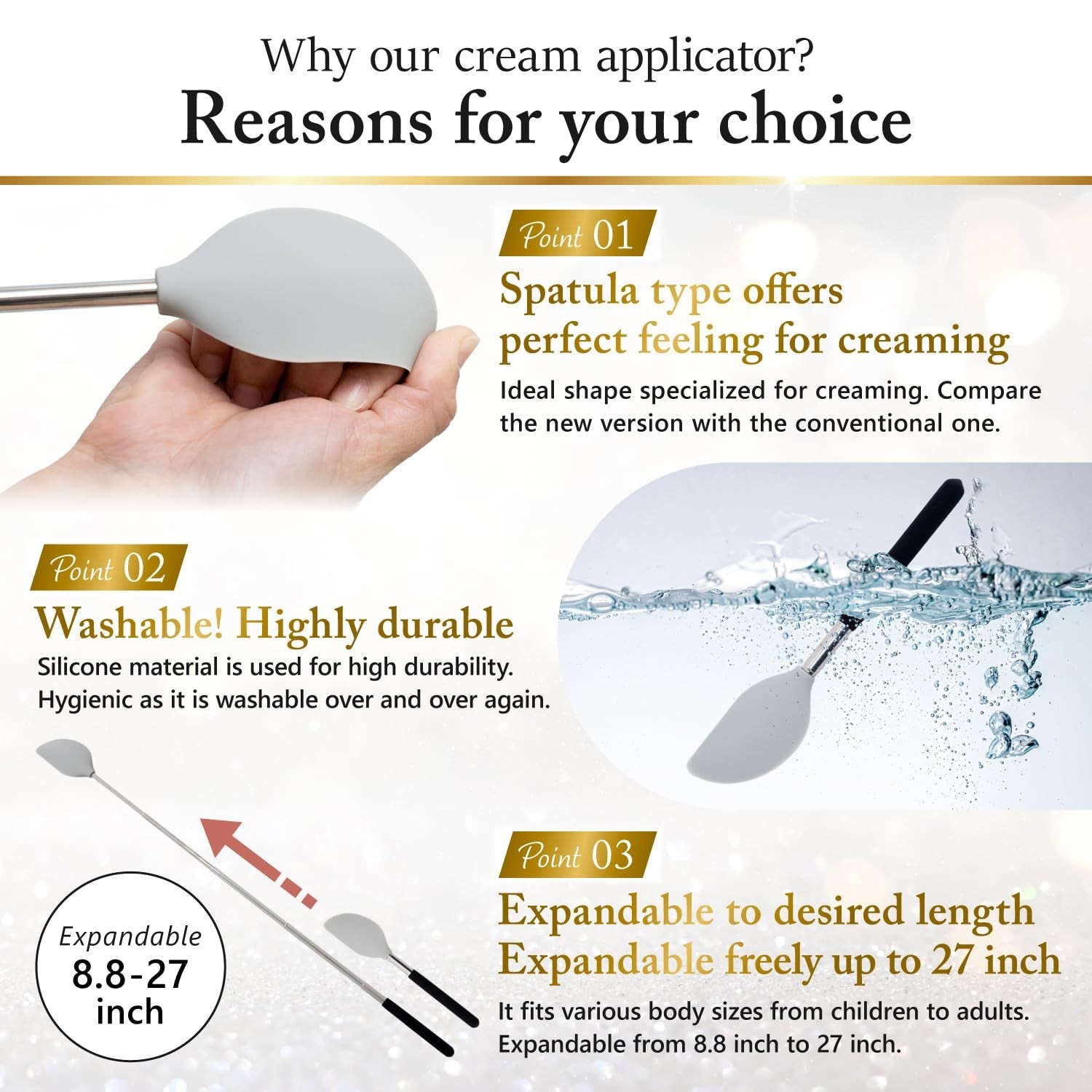 Adjustable Telescopic Back Cream Applicator Apply Sunscreen Lotion and Ointments