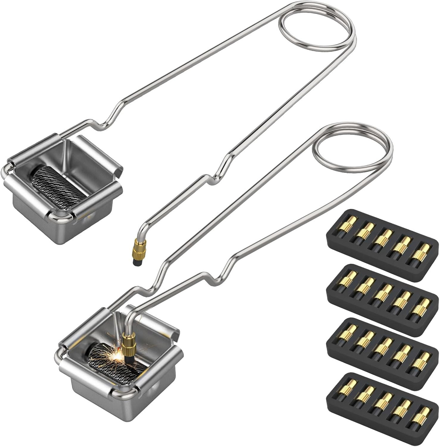 Single Flint Striker Spark Lighter, 2PCS Flint Torch Igniter with 20 Extra Flin