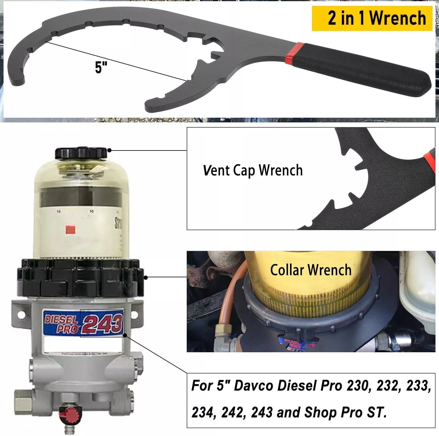 Fuel/Oil Filter Wrench Removal Tool for Da-vco Diesel Pro 230 232 233 234 242✨