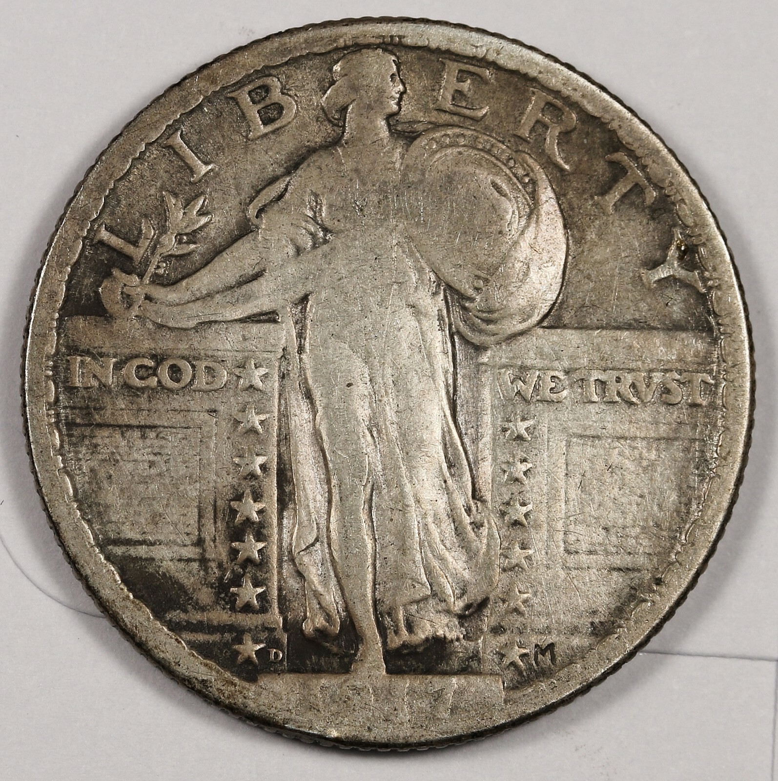 1917-d Standing Liberty Quarter.  Type 2.  Natural Uncleaned.  VF.  174620