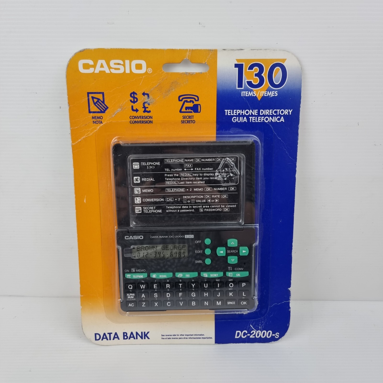 Vintage Casio DC-2000 S DATA BANK 130 Items Hand Held NIB Telephone Directory