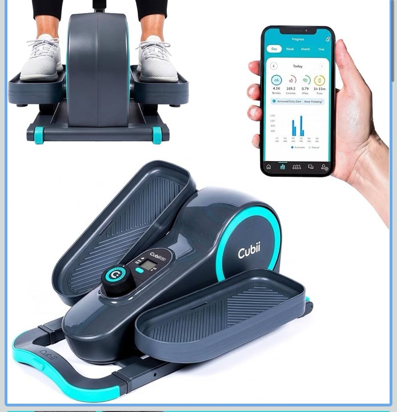 Cubi GO Compact Seated Elliptical | Portable Low Impact Leg Exerciser For Office