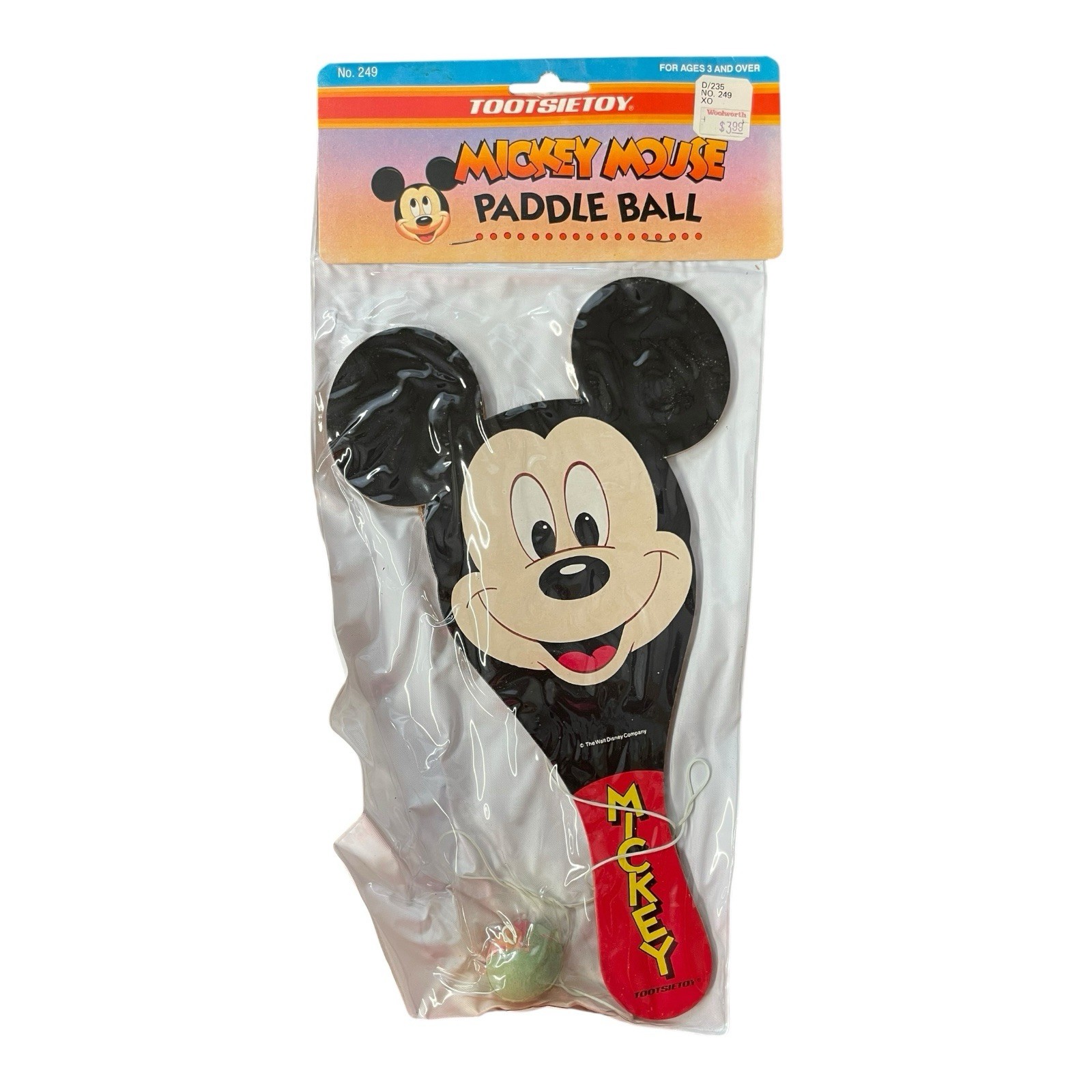 Mickey Mouse Disney Tootsie Toy Paddle and Ball