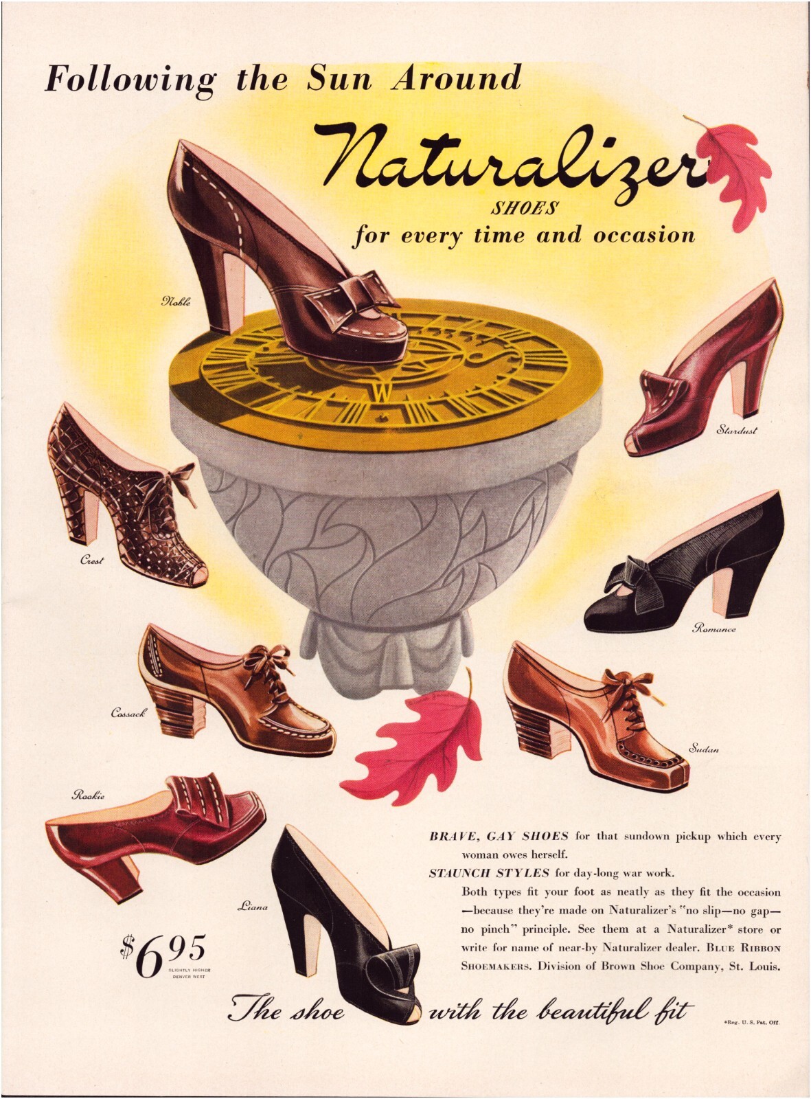 Naturalizer Shoes Fashion Heels Pumps 1942 Print Ad Fashion - 10.5 x 13.5