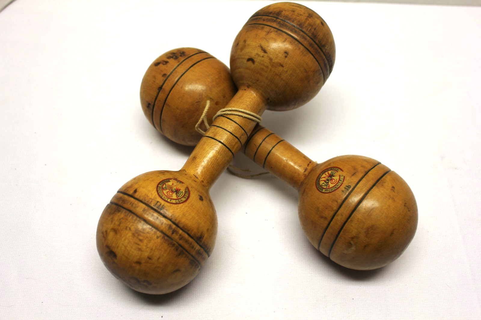 Antique Wooden Narragansett Dumbbell Set Standard 1 Pound Each