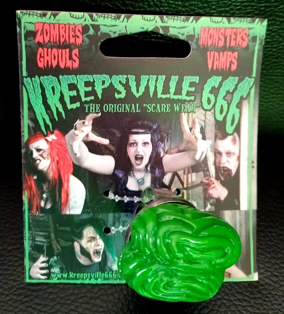 NEW KREEPSVILLE 666 GREEN ZOMBIE BRAIN RING GOTHIC HORROR MONSTER ADJUSTABLE OOP