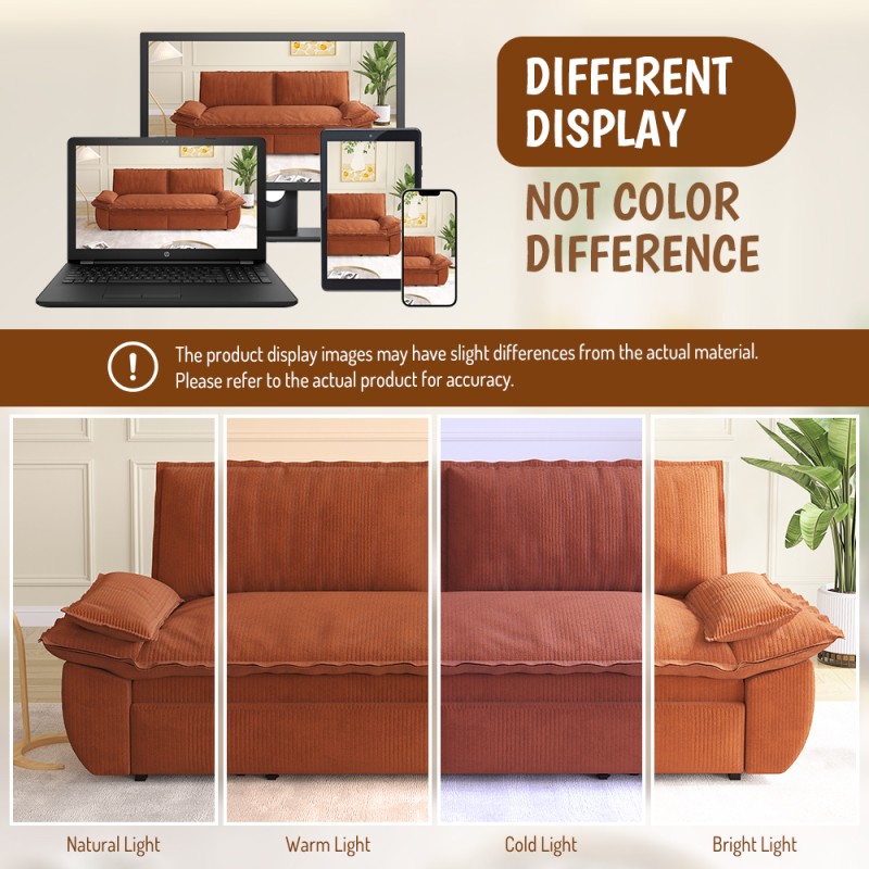 Zafly Queen Pull Out Sofa Bed, Convertible Sleeper Couch 73.2 Inch Red Velvet