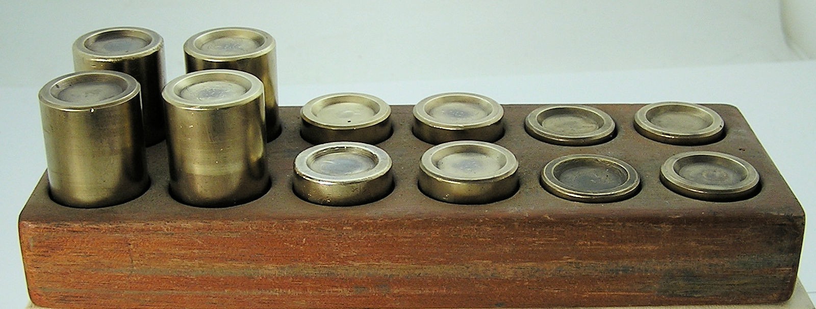 Moore Tools Set 12 Brass Heel Rests in Stand for Jig Bore Machine 5/8"-1-7/8" #2