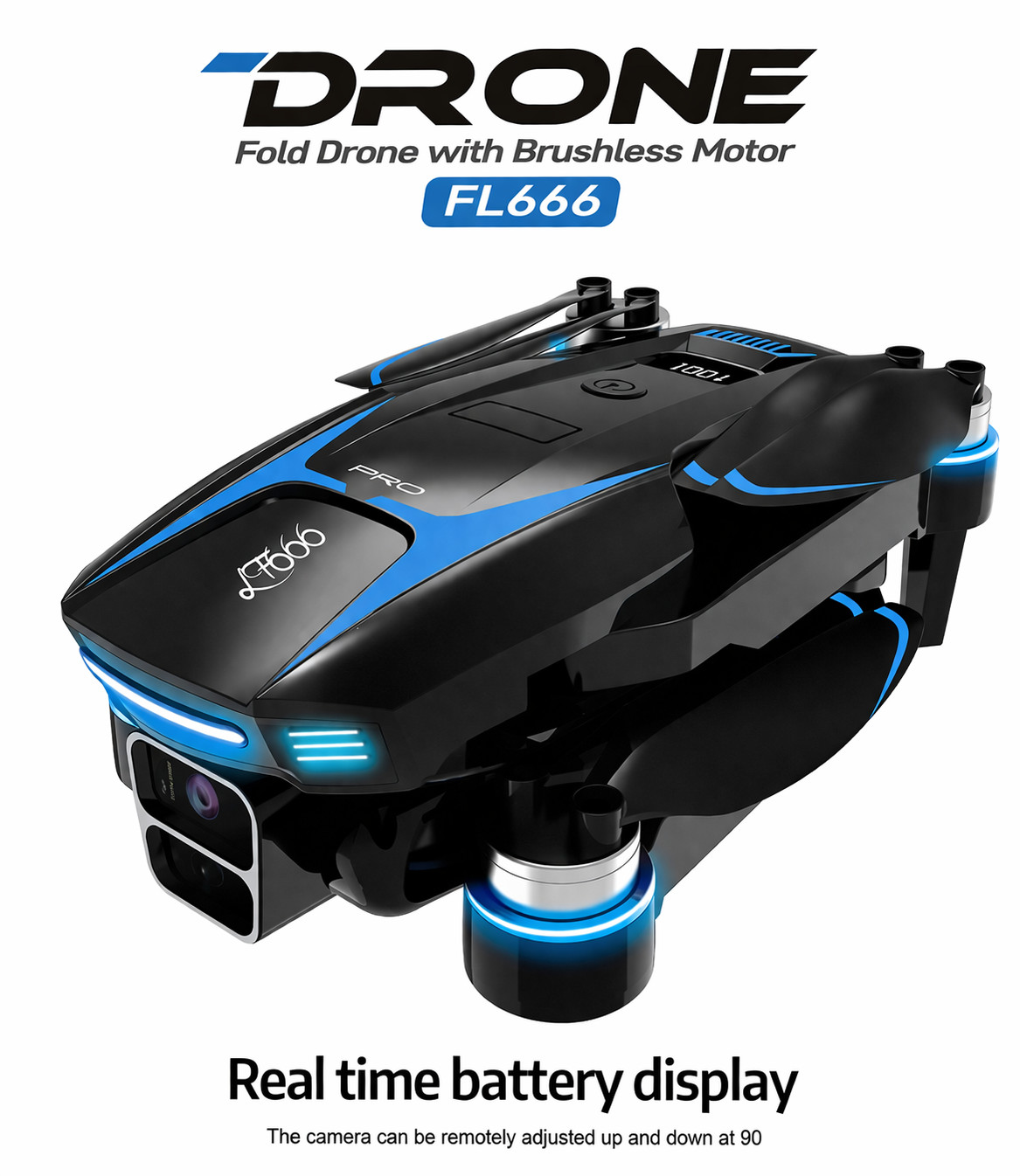 FL666 Foldable Drone With Camera Brushless Motor 90 Degree Adjustable Camera