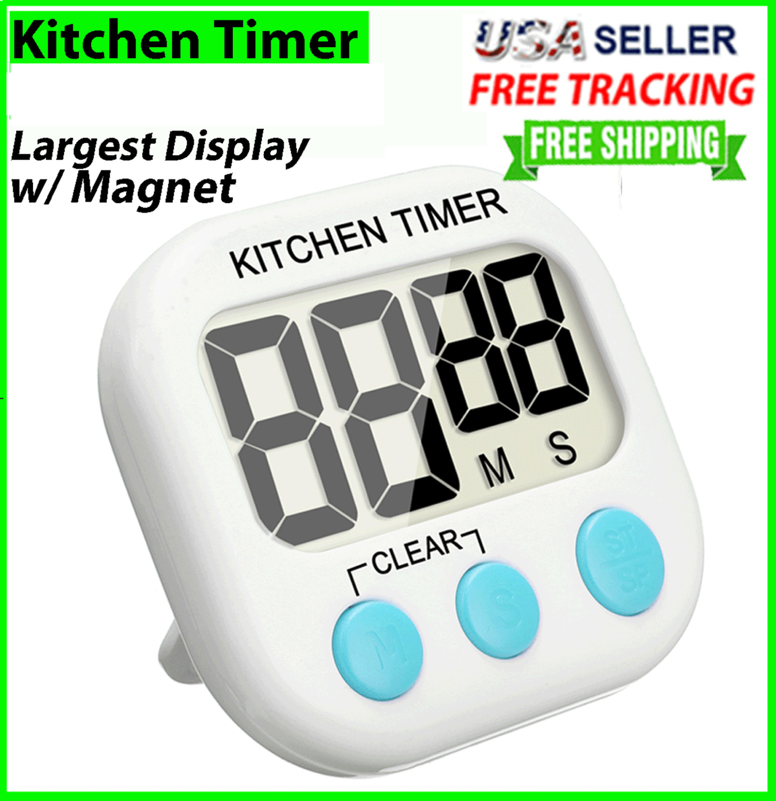 Large LCD Digital Kitchen Cooking Timer Count Down Up Clock Loud Alarm Magnetic