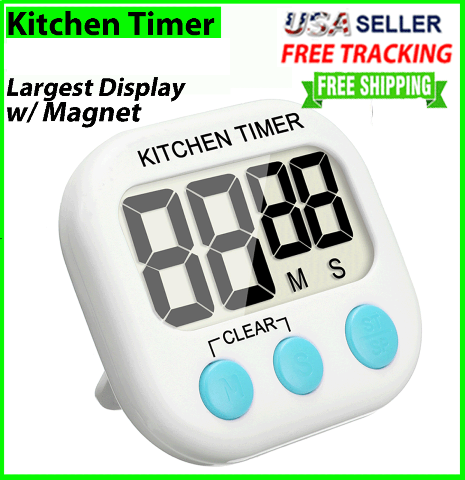 Large LCD Digital Kitchen Cooking Timer Count Down Up Clock Loud Alarm Magnetic