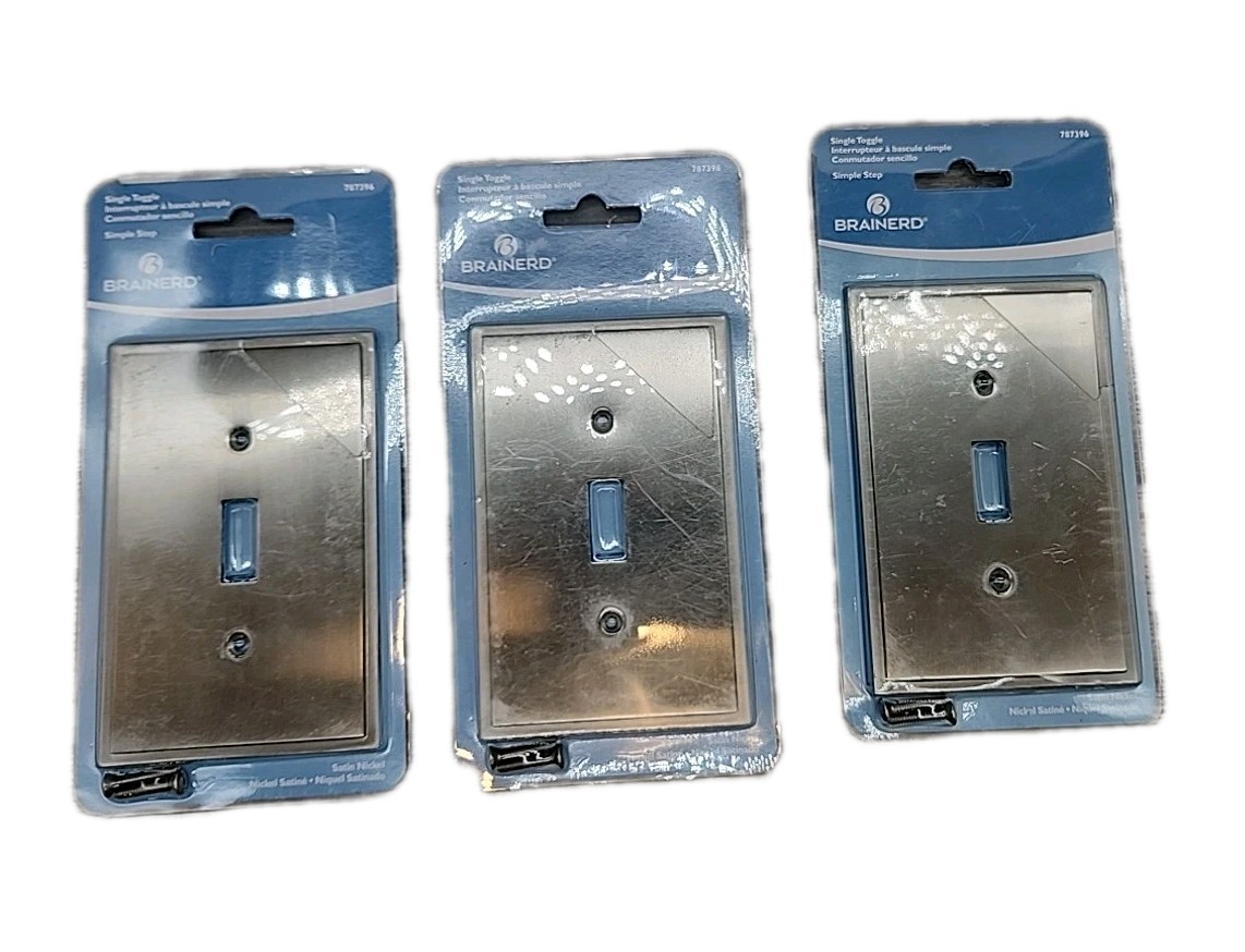 Brainerd Simple Steps 1-Gang Satin Nickel Single Toggle Wall Plate New 3Pack [3]