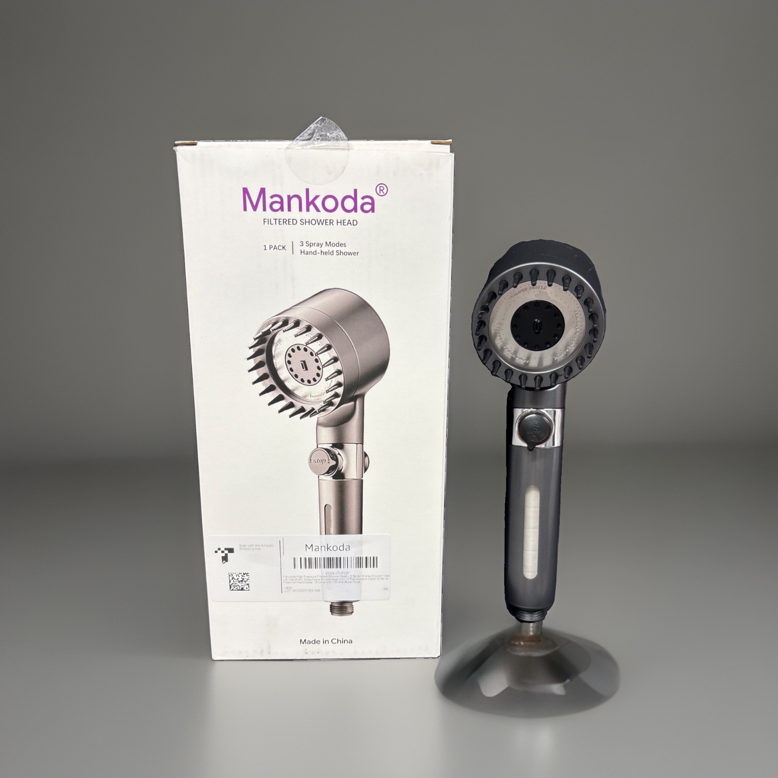 Mankoda Filtered Shower Head Kit-75” Hose-Mounting Bracket- 12 Filters-Tape