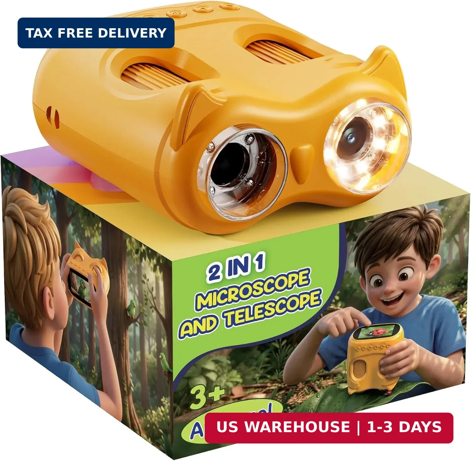 1000X Digital Microscope for Kids Handheld: 2-in-1 Binoculars Portable STEM Toy