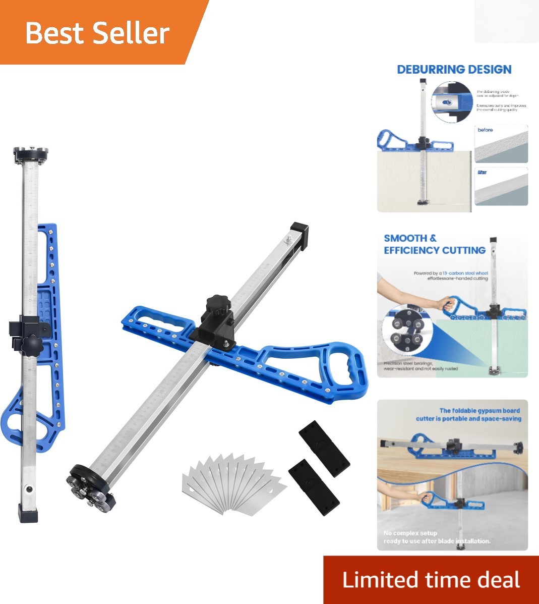 12-Blade Foldable Drywall Cutter Tool for Easy Gypsum Board Cutting