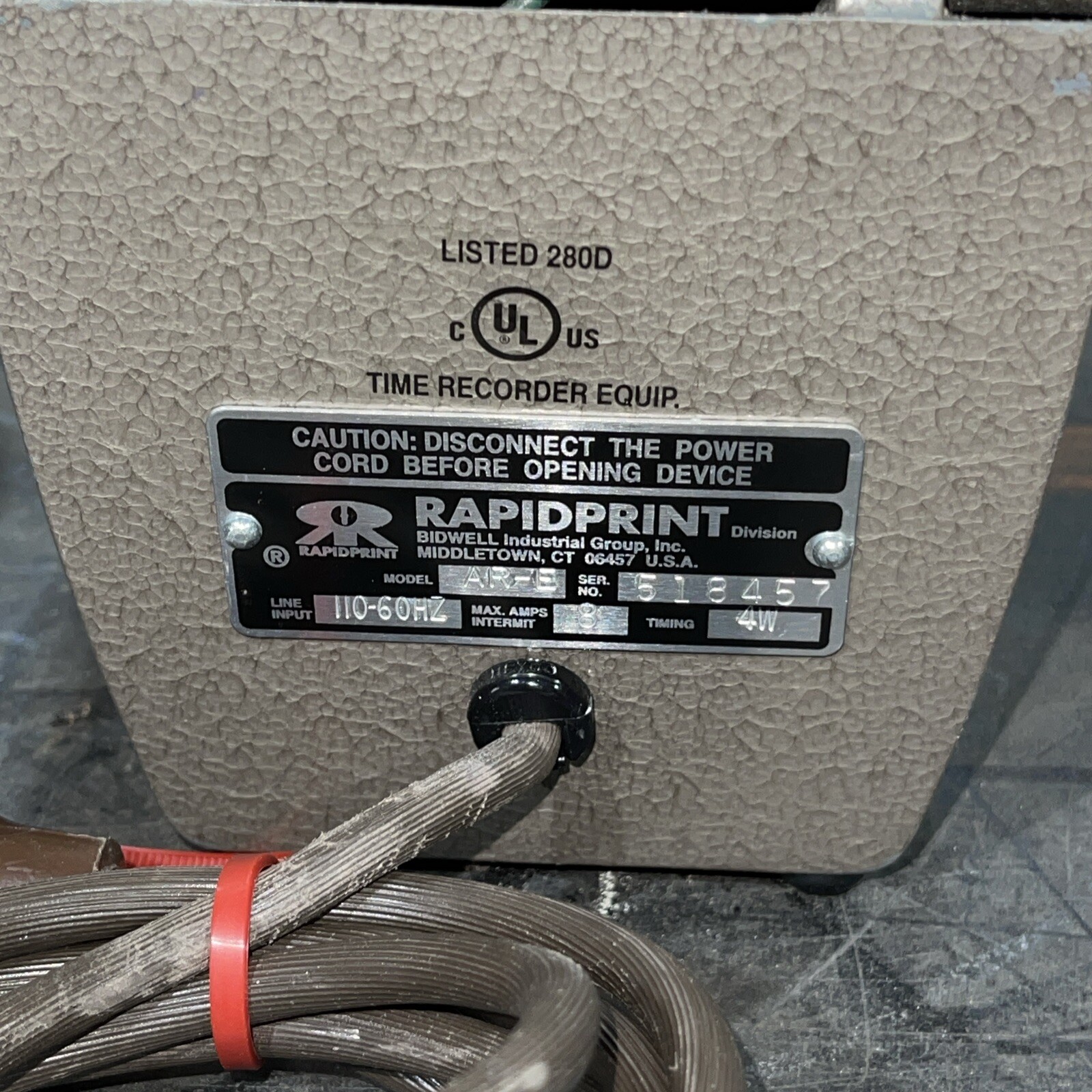 RapidPrint AR-E Electric Time Recorder Stamp NO KEY