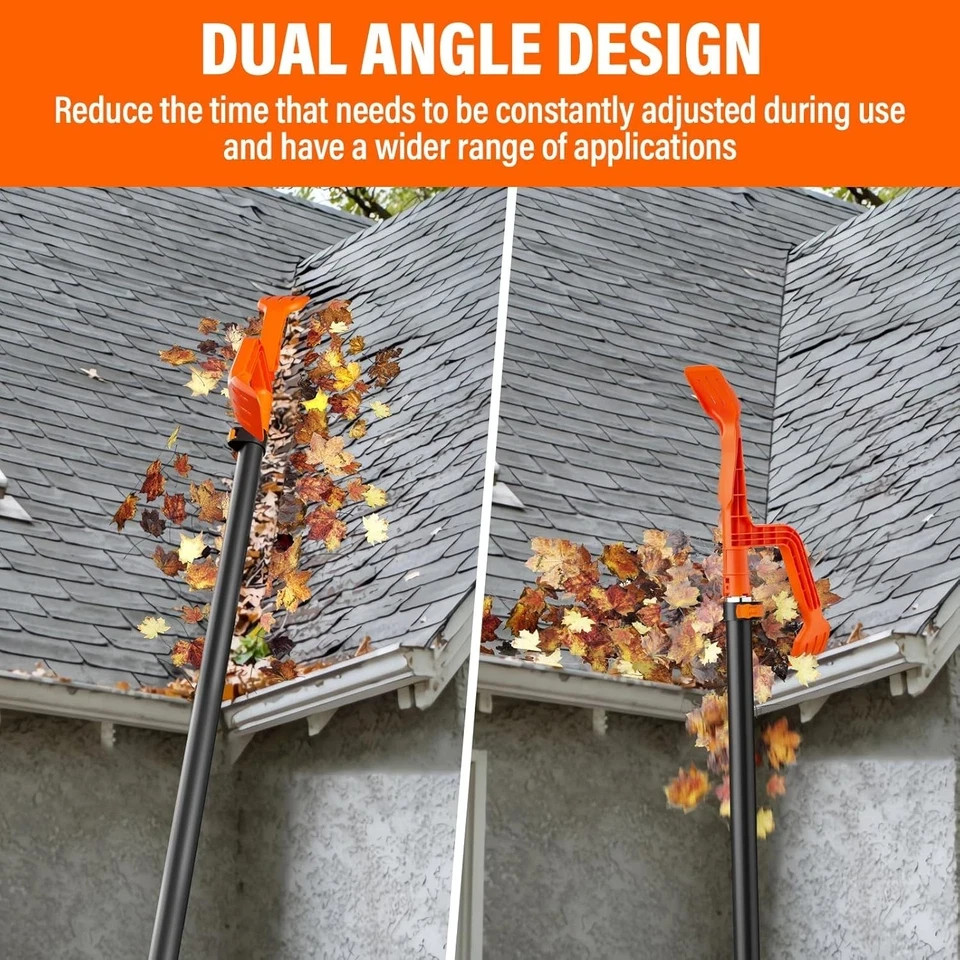 Gutter Cleaning Tool with Threaded, Cleaner, Mini Rake, Clean Orange
