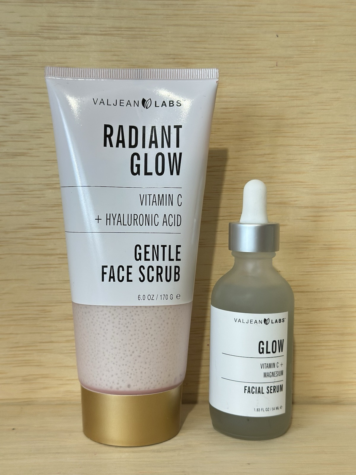 1-ValJean Labs Radiant Glow Vitamin C + Hyaluronic Face Scrub & 1-Facial Serum