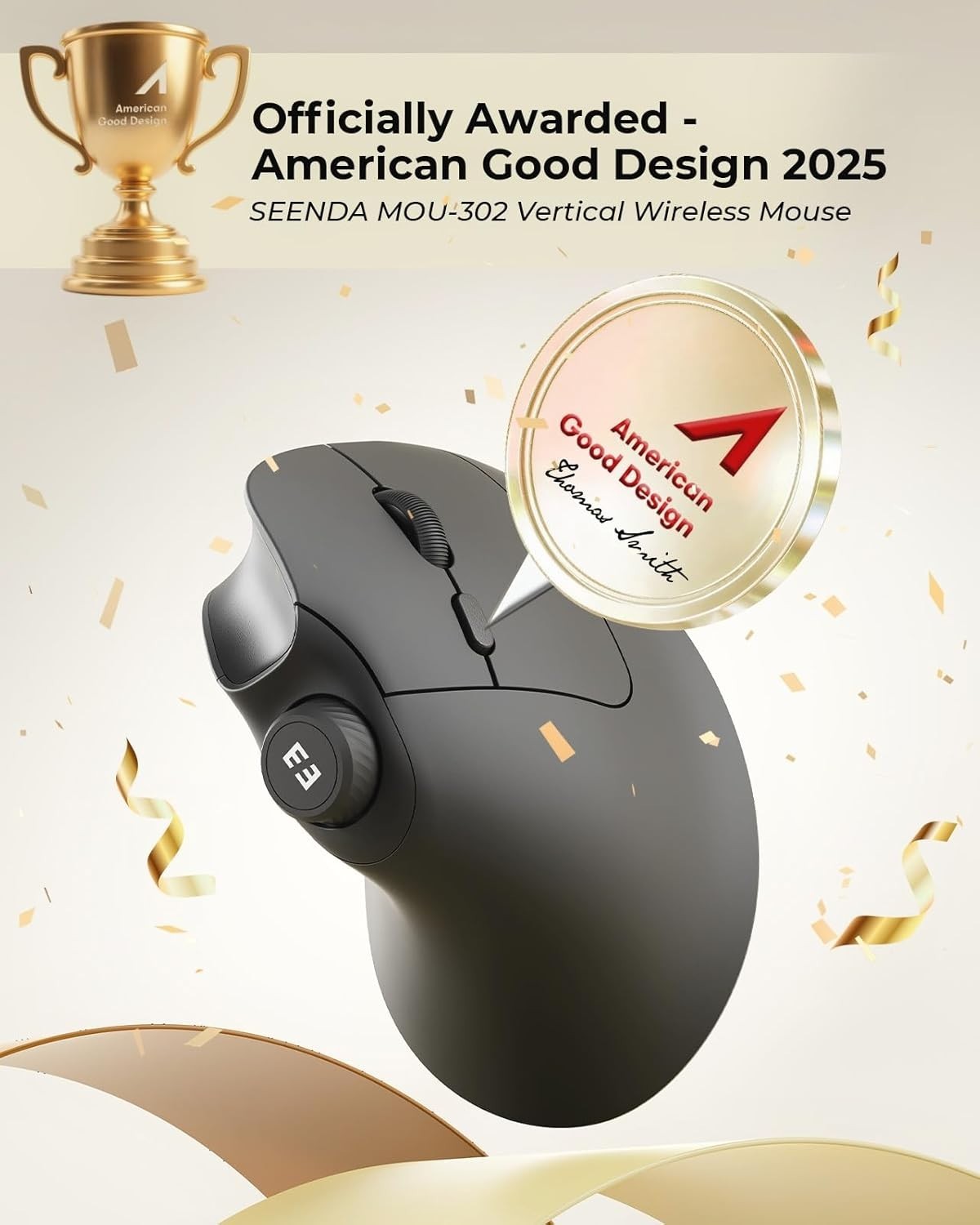 Ergonomic Mouse Wireless, MOU-302 Bluetooth Vertical Mouse Rechargeable, Volu...