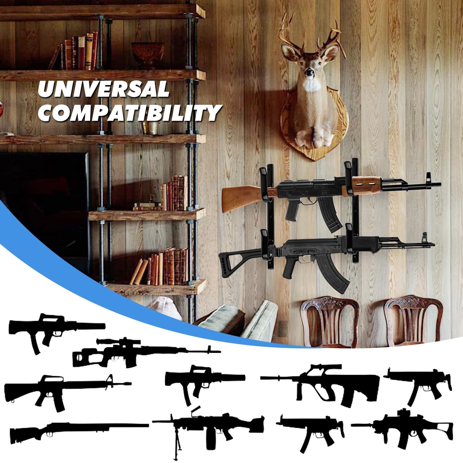 2 Truck Rear Window Rifle Shotgun Gun Holder Rack Vehicle Pickup Mount Back Tool