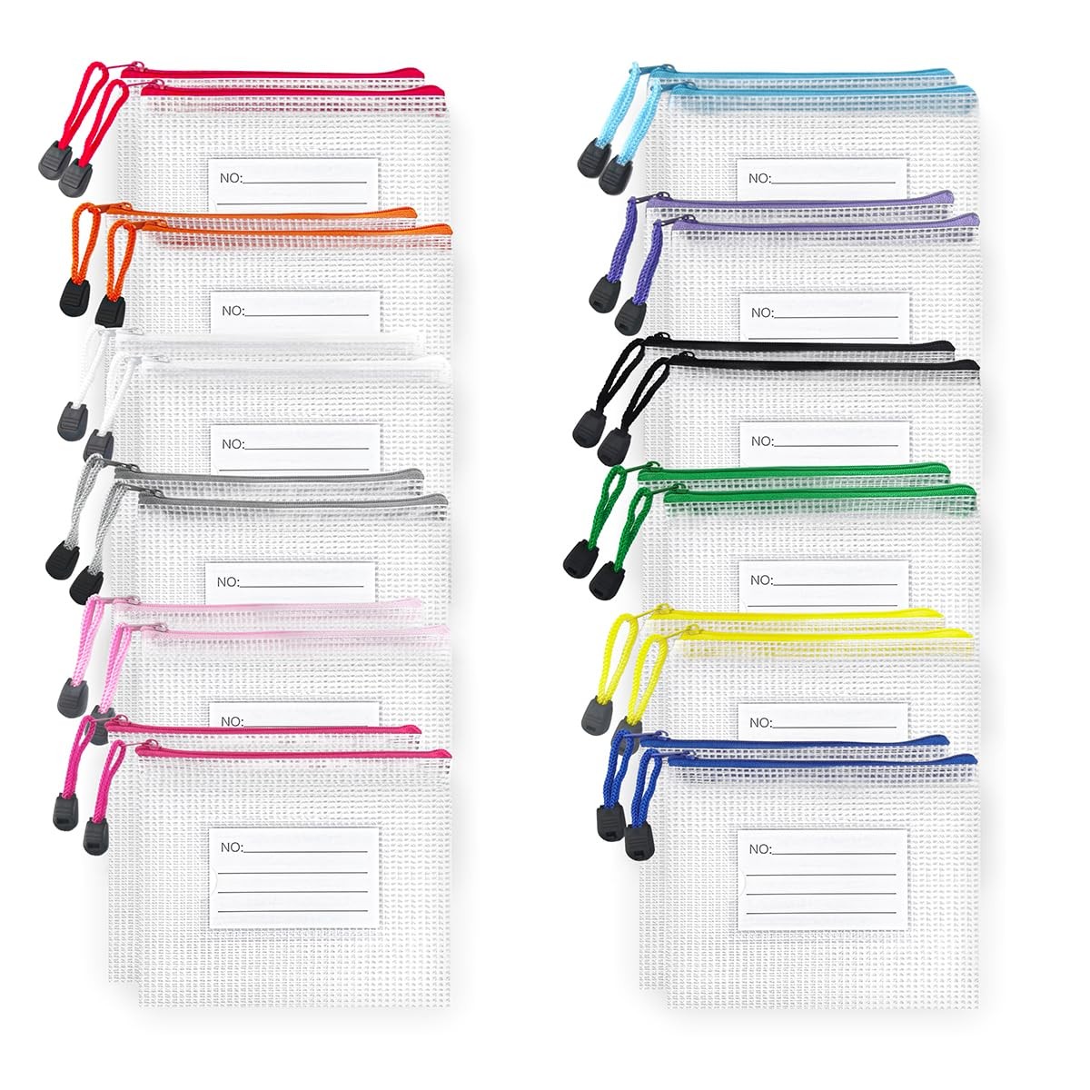 24 PCS 6.3x4.9 Inch Small Mesh Zipper Pouch Waterproof Zip Bag Label