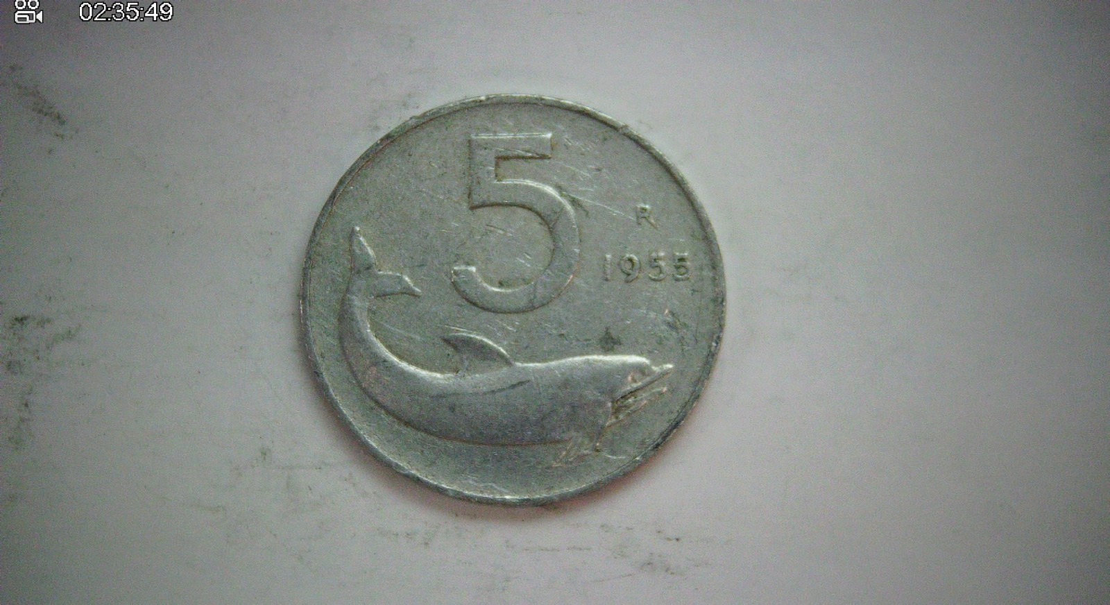 Italy 1955 5 Lire Italian Republic 5 Lire (Dolphin) Coin