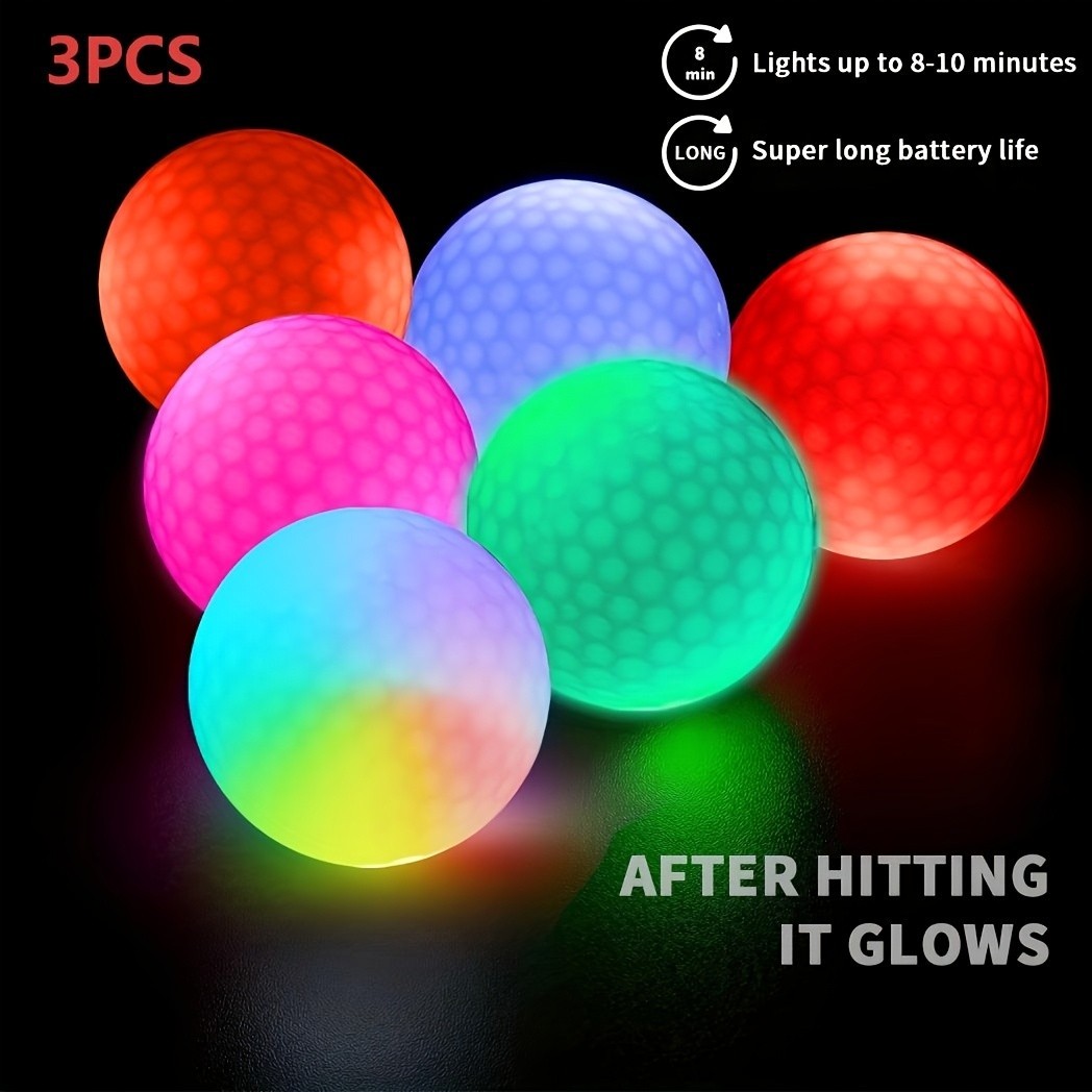 6 PACK LED Light Up Golf Balls Glow in the Dark Golf Balls Luminous Golf Balls