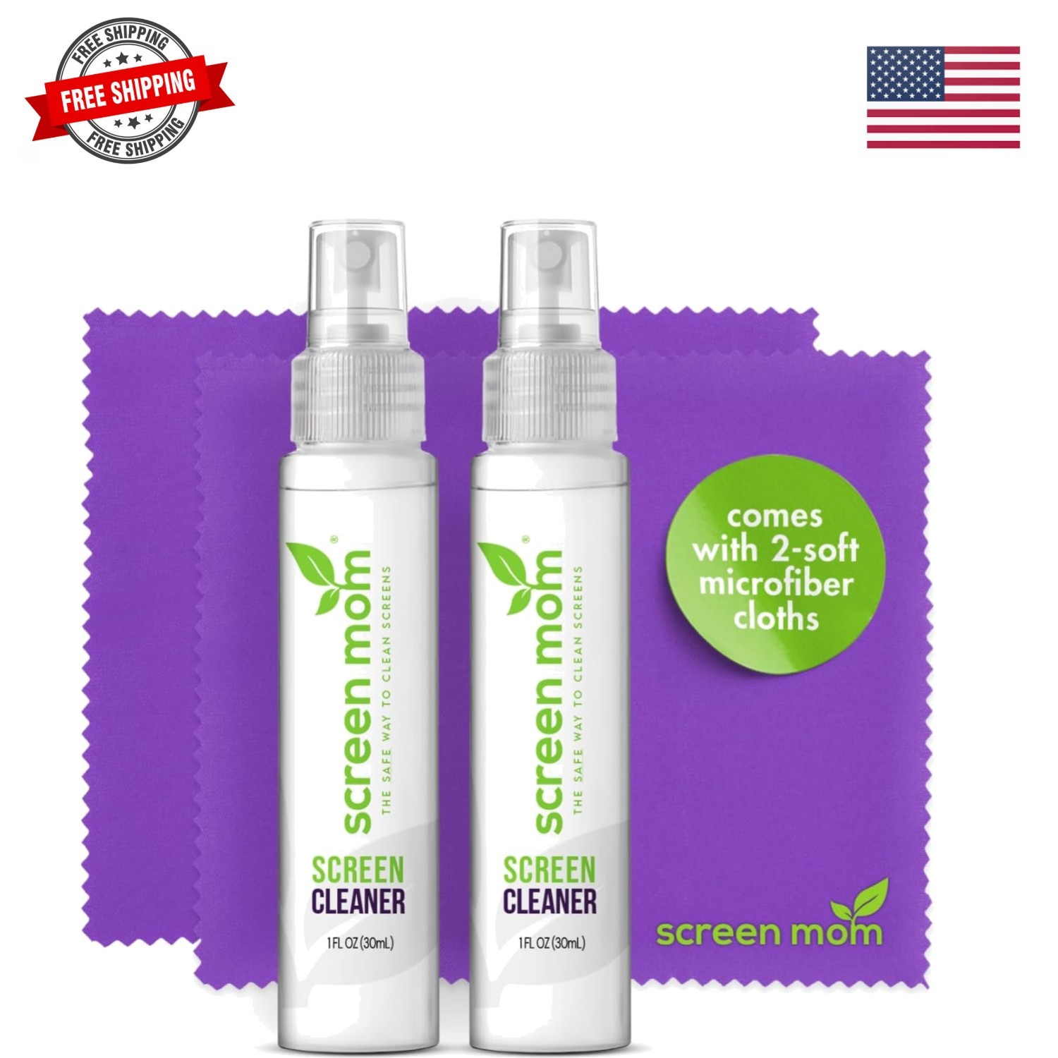 Screen Cleaner Spray and Microfiber Cloths 2-Pack 2x1oz by -Screen Cleaner Sp...