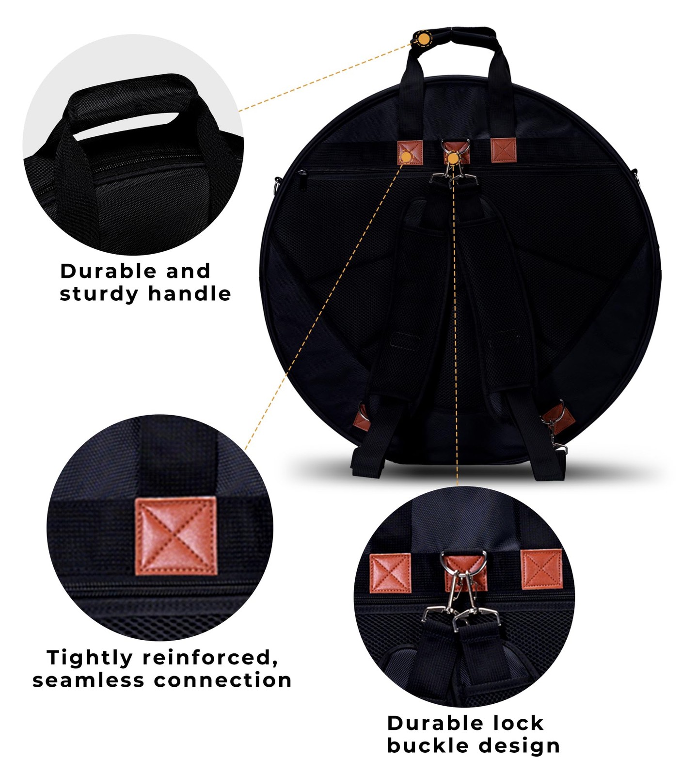 22" Cymbal Bag with Dividers, 10-Pack Cymbal Case 10mm Padded Cymbal Gig Bag ...