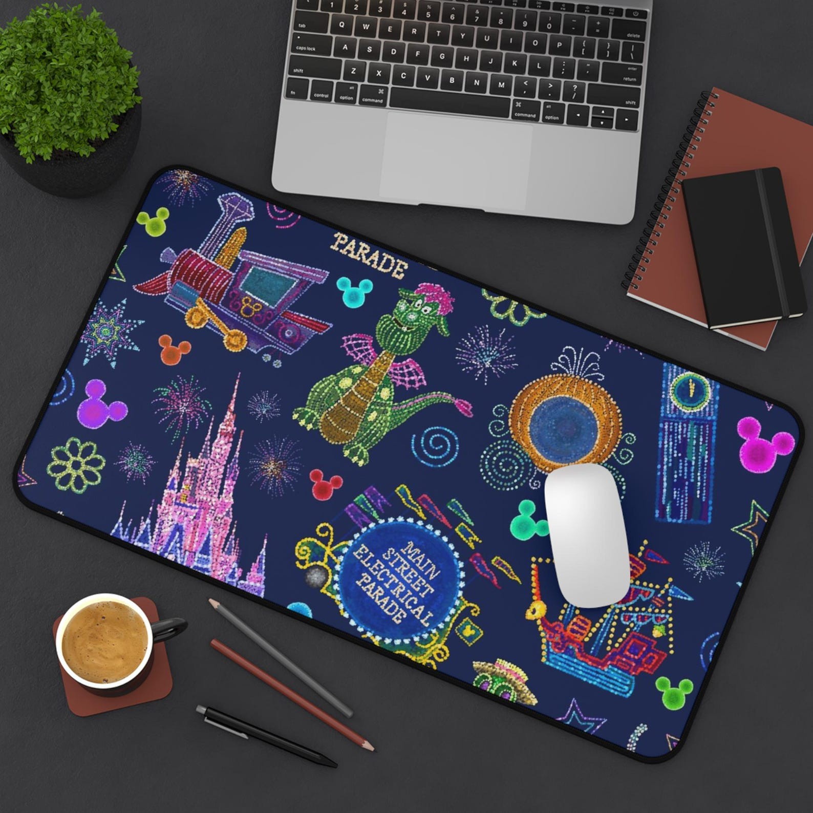 Disneyland Electrical Parade Desk Mat Disney Castle Mousepad Pete Dragon