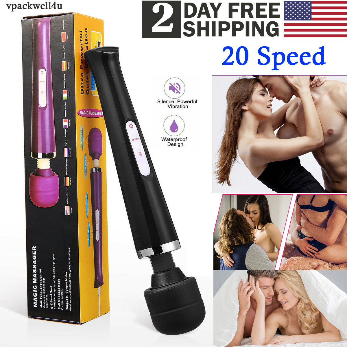 Handheld Massager Wand Vibrating Massage Magic Full Body Therapy Motor 20 Speed