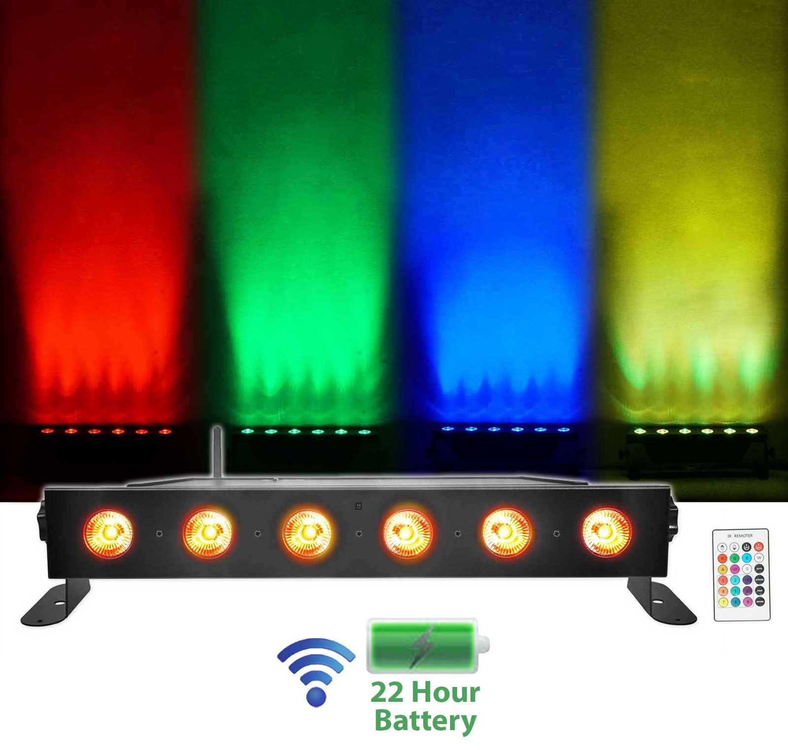 Rockville BEST STRIP 60 Black Battery Powered DJ Light Bar Wireless DMX+RGBWA+UV