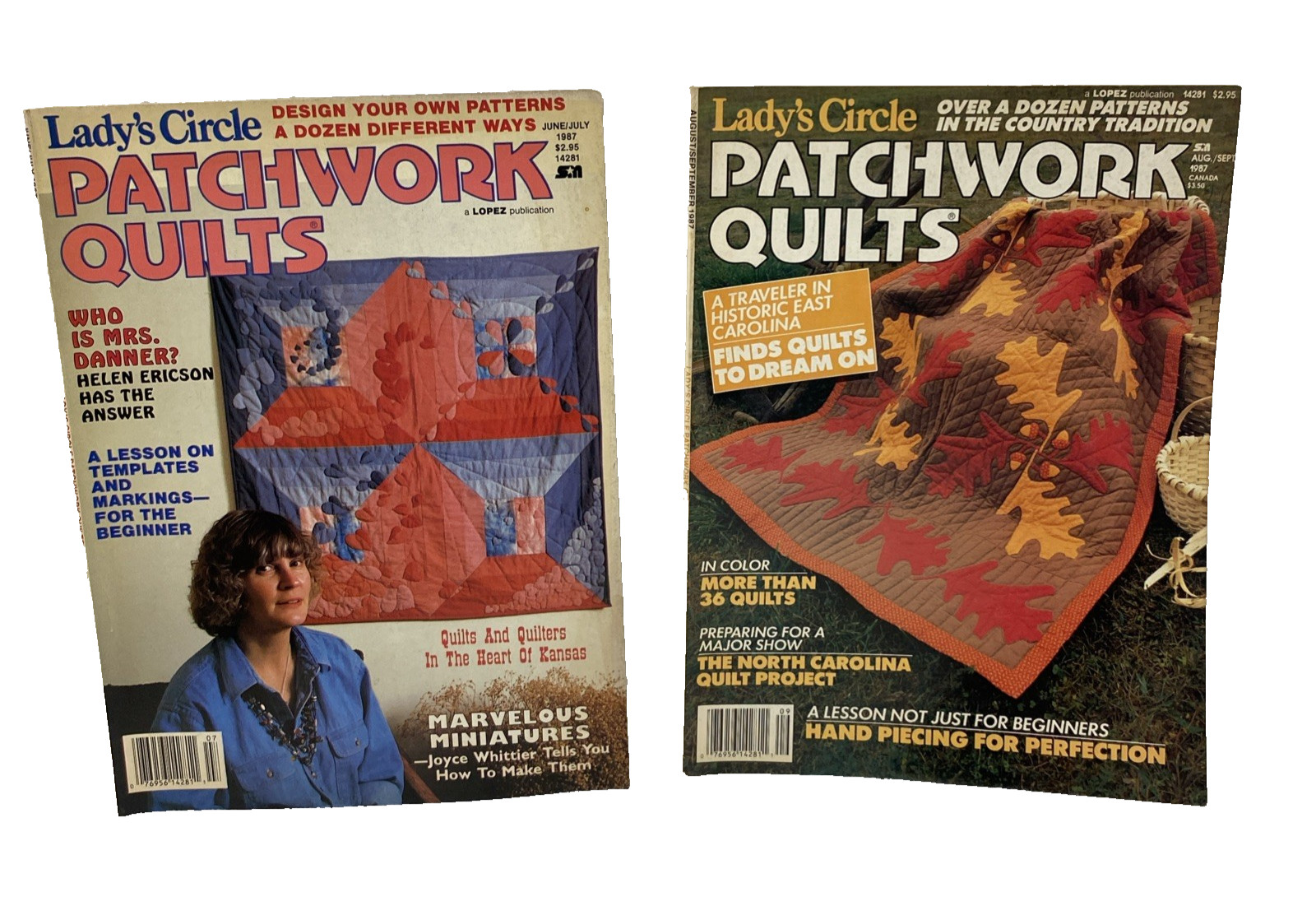 2 Lady's Circle Patchwork Quilts Magazines 1987 Vtg Quilt Patterns
