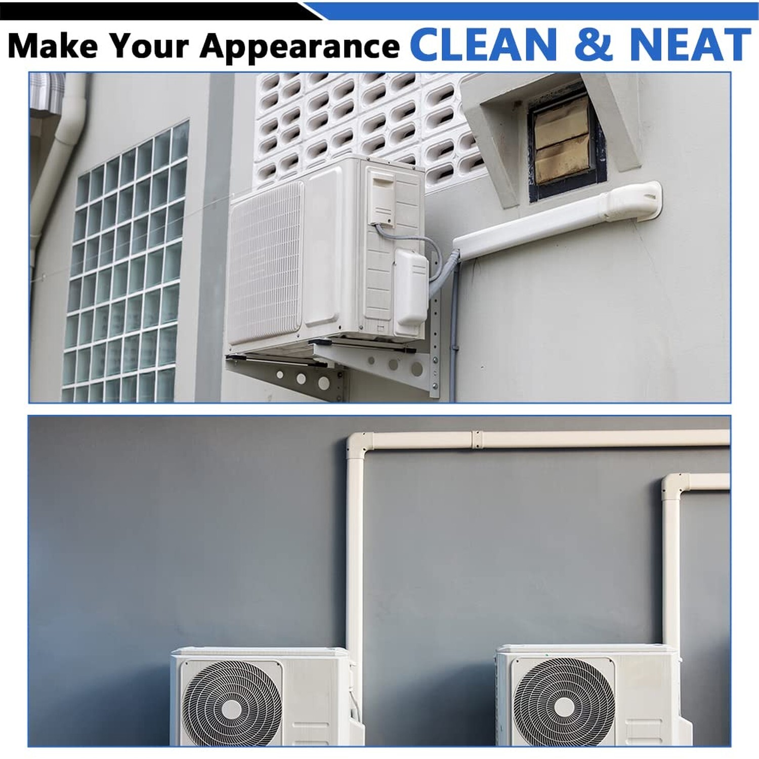 4'' 7.5 Ft PVC Decorative Line Cover Kit for Ductless Mini Split Air Conditio...