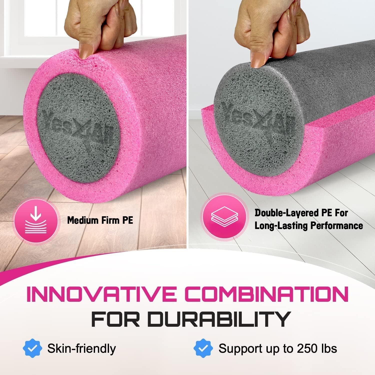 High-Density EPP Round Back Roller Foam, Exercise Foam Roller for Yoga, Pilat...