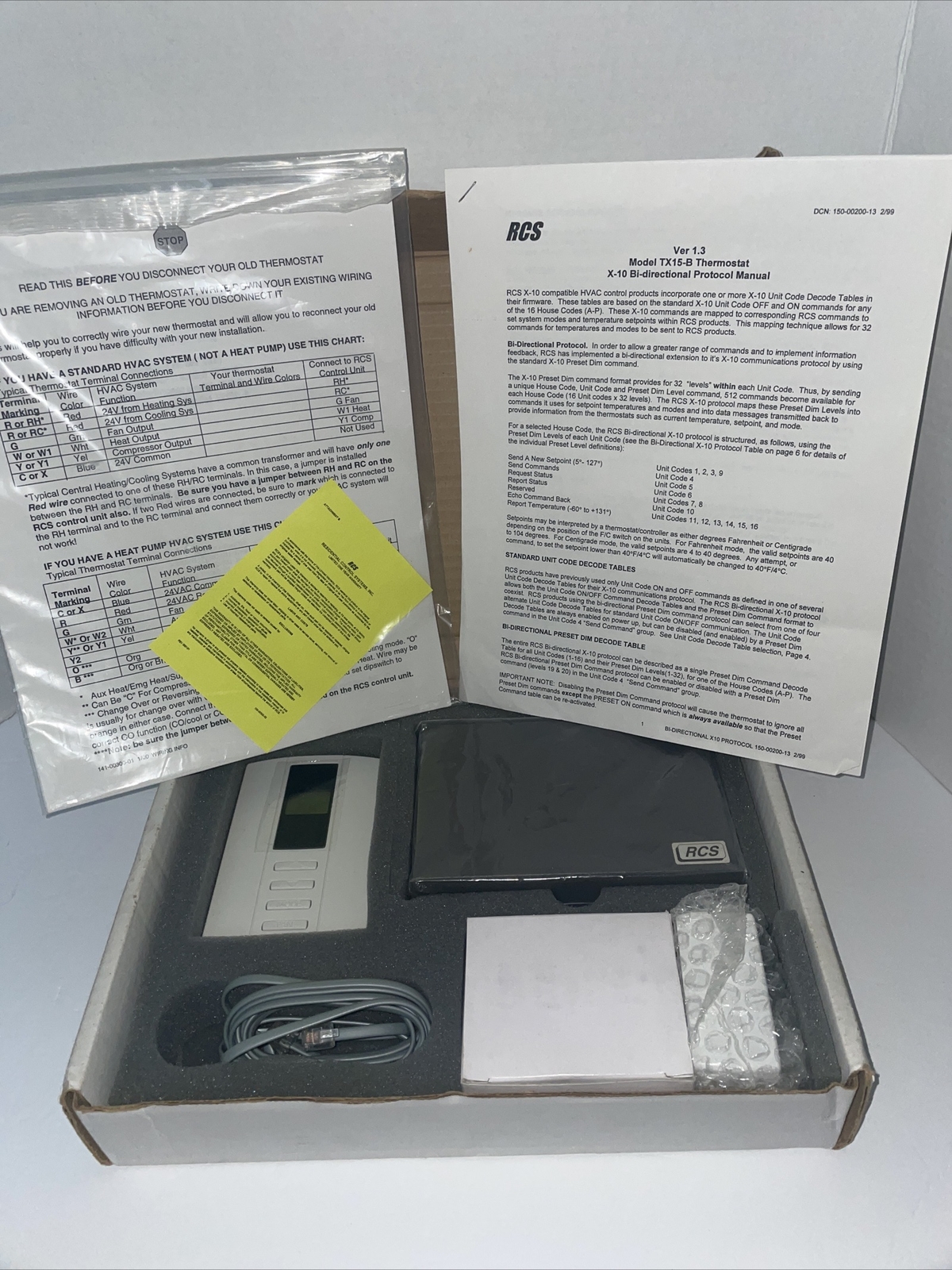 RCS TX15R-B Thermostat Kit X-10 Bi-directional Thermostat Kit New In Open Box