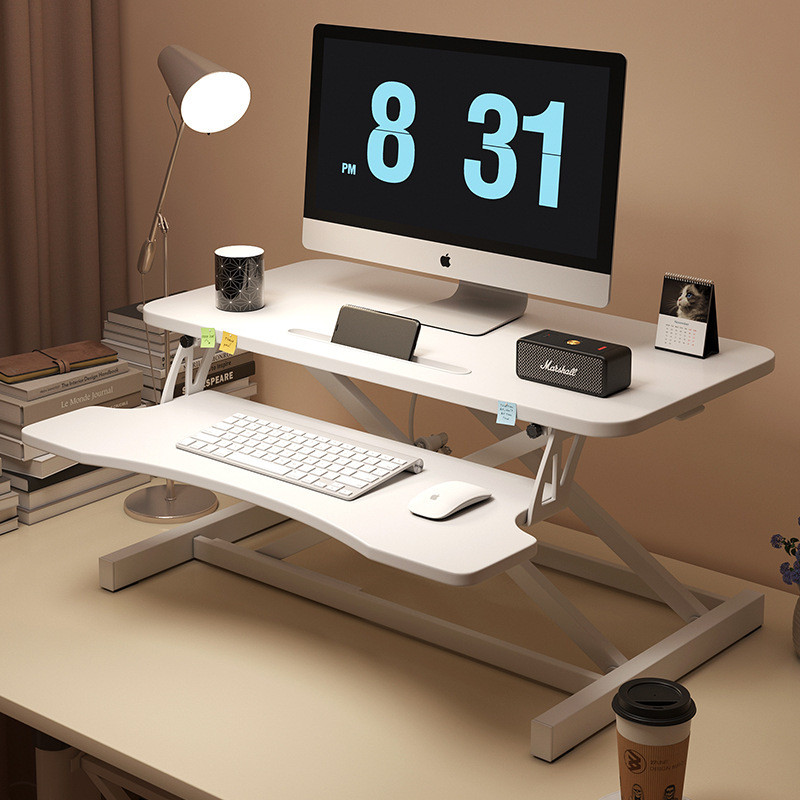 32 Inch Height Adjustable Computer Desk w/ Wide Keyboard Tray, WHITE