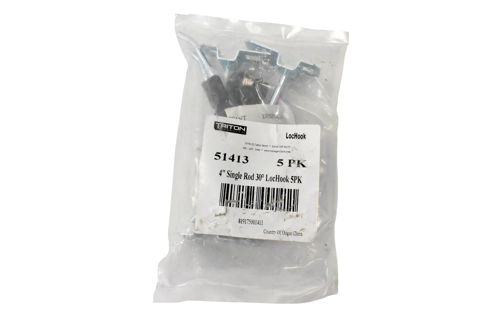Triton Products 51413 LocHook 4 In Single Rod 30 Degree LocHook 5PK Zinc Plated