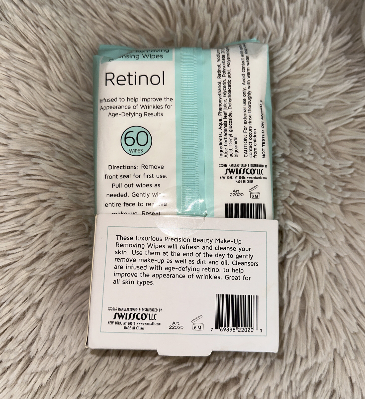 Precision Beauty Retinol Make-Up Removing Cleansing Wipes 60ct Pack