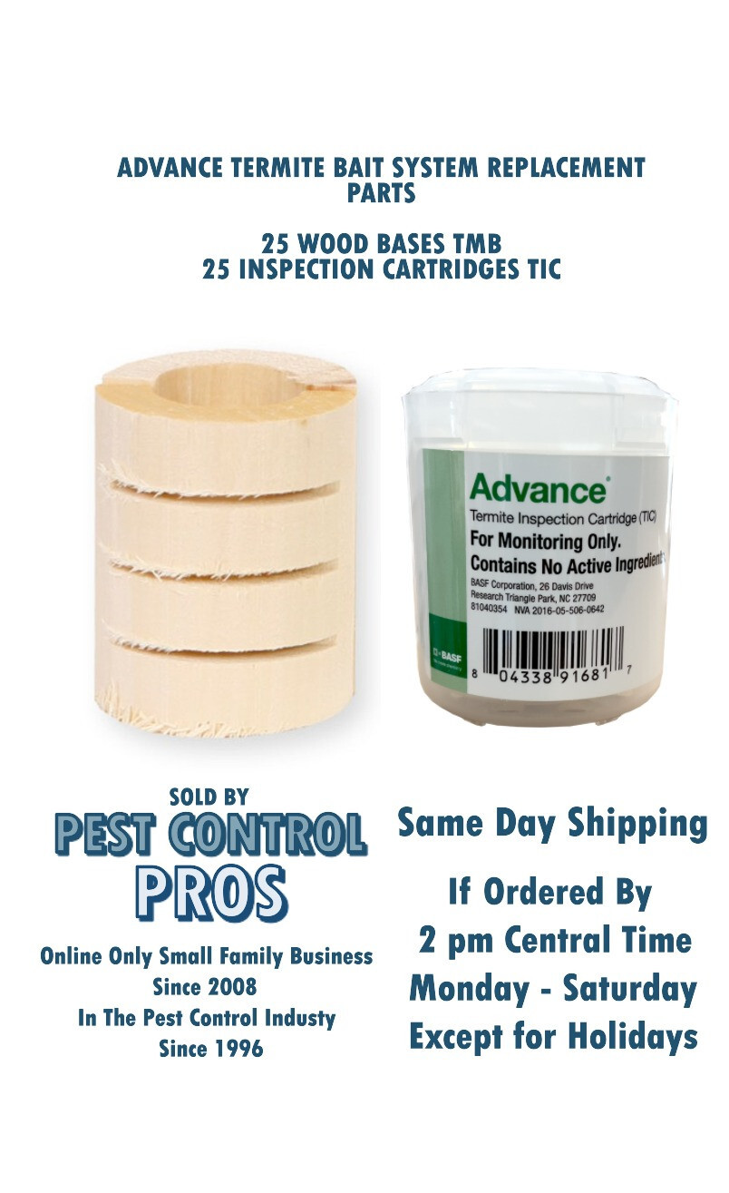 25 Advance Termite Inspection Monitor Cartridges  TIC & 25 Wood Bases TMB