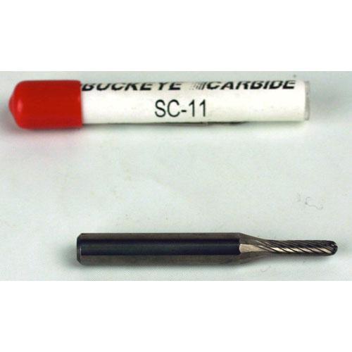 Carbide Burr (SC-11) Cylindrical Ball Nose - Single Cut - 1/4 x 1/8 x 1/2 x 2
