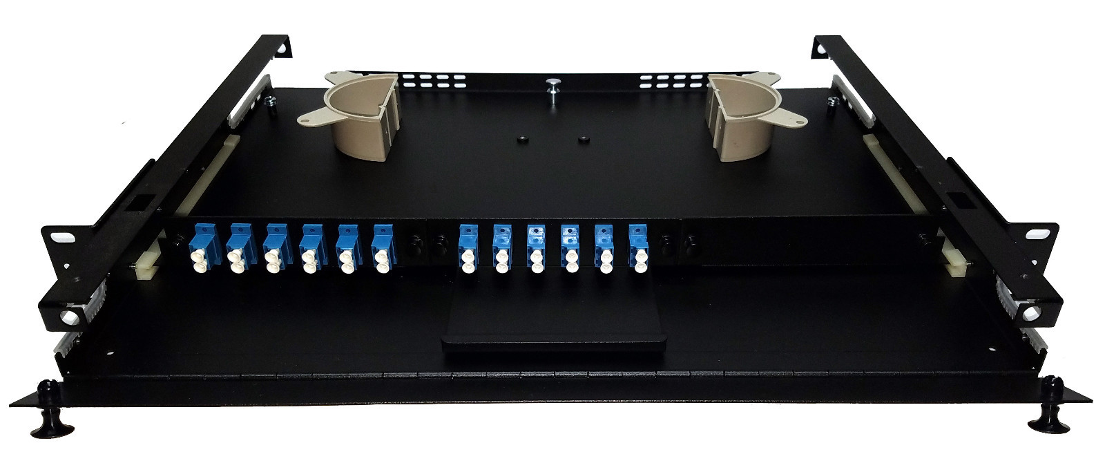 24 Fiber 1RU Rack Mount FDP Patch Only w/ 12 LC/UPC Duplex Adapters