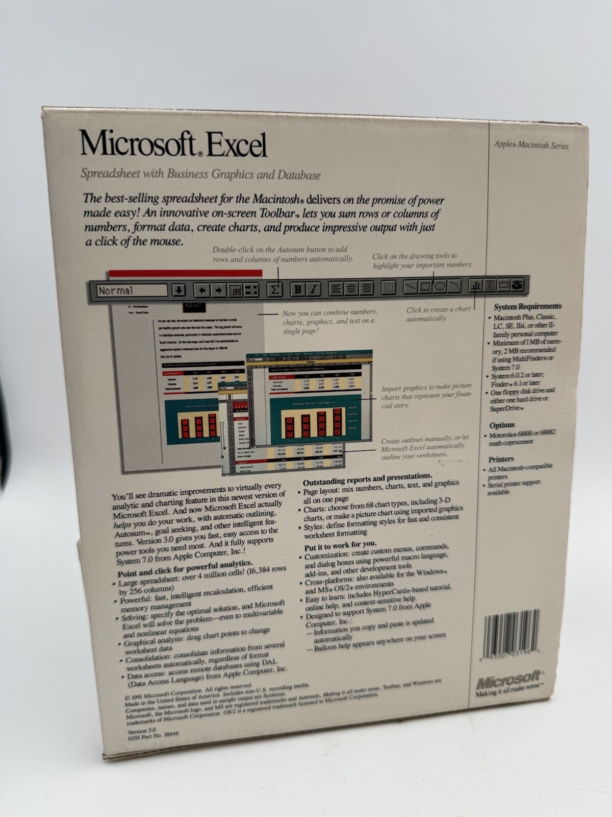 Vintage Microsoft Excel For Macintosh Version 3.0